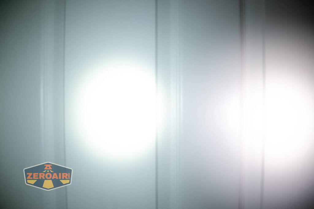 beamshots on door compared to nichia 219b