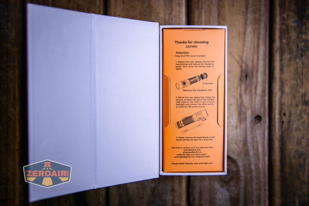 Sofirn IF24 RGB flashlight inside box