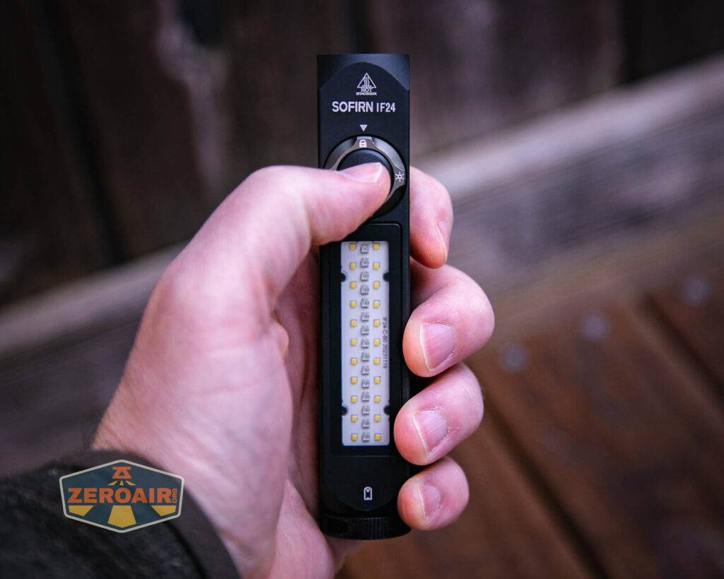 Sofirn IF24 RGB flashlight in hand