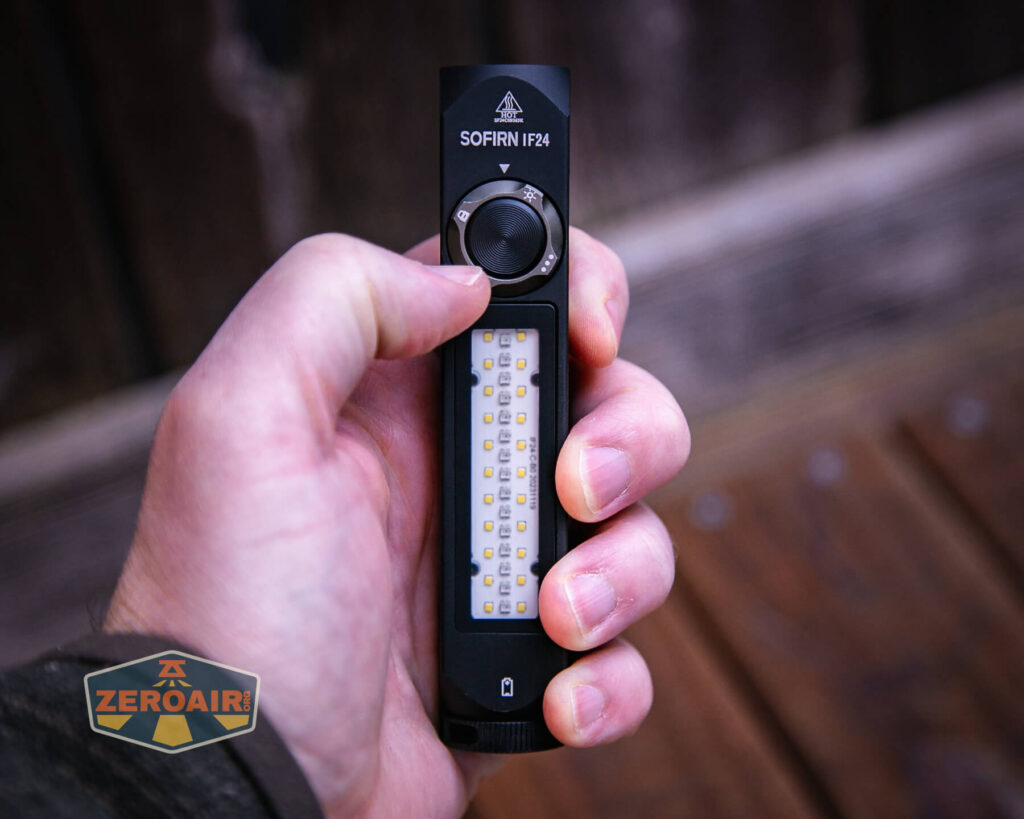 Sofirn IF24 RGB flashlight in hand