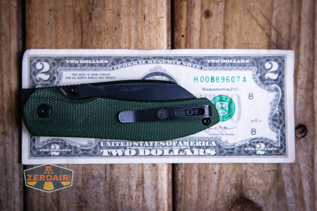 Vosteed Thornton Trek lock knife on a two dollar bill 