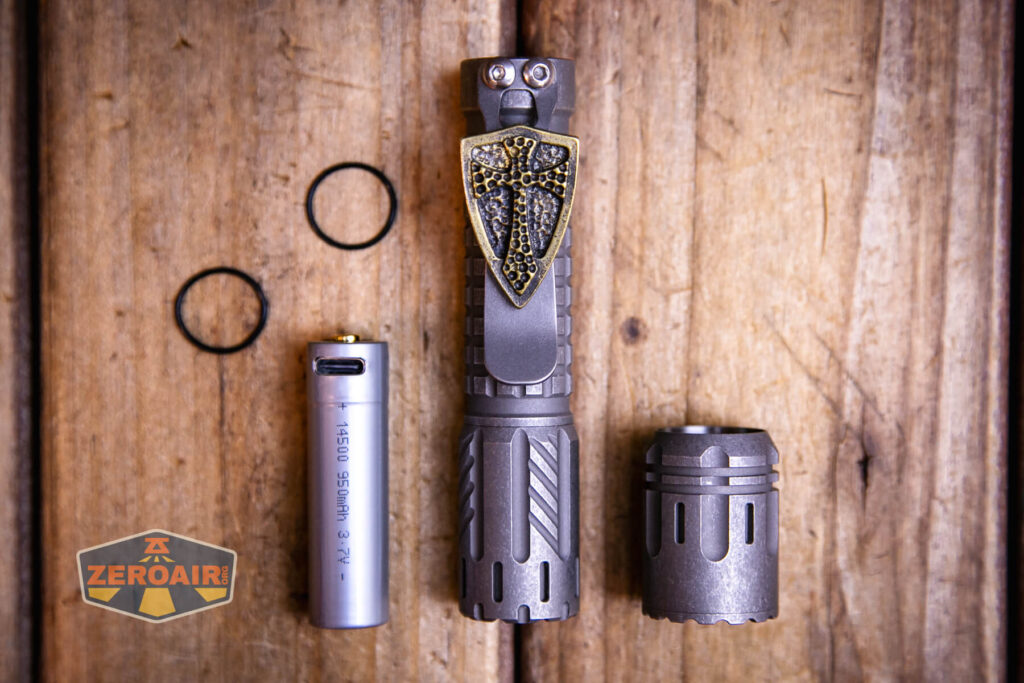 EDC Titanium 14500 flashlight what's included