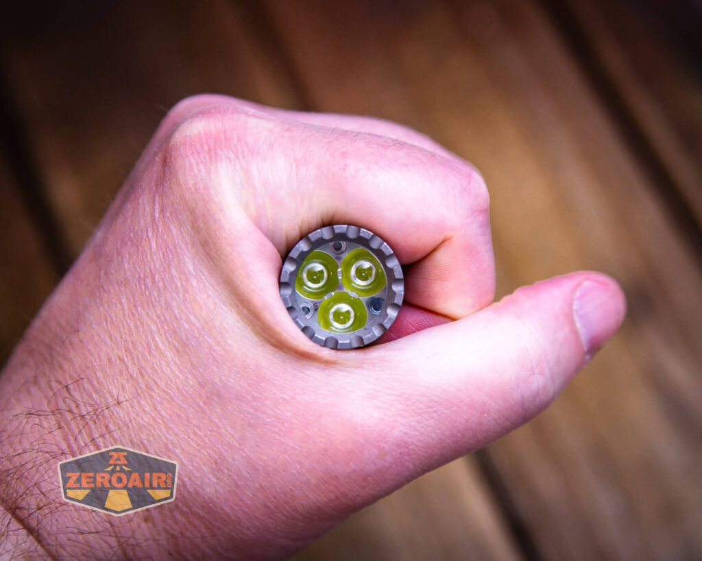 EDC Titanium 14500 flashlight in hand