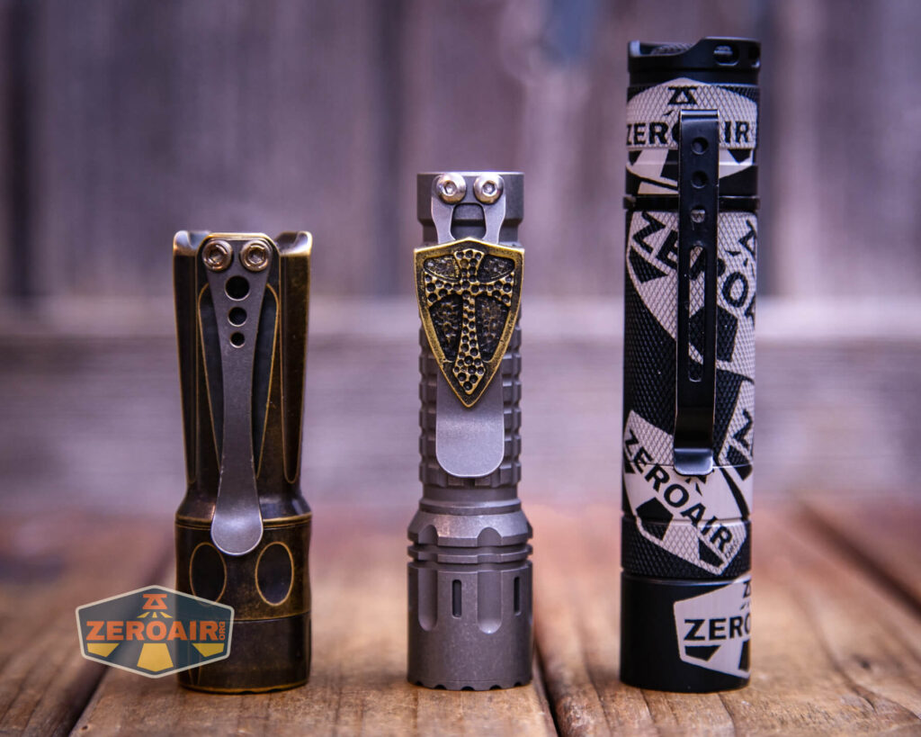 with two standard sized flashlights