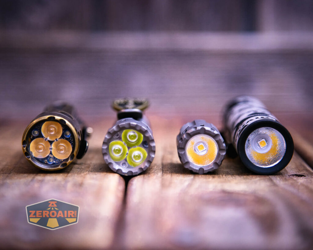 with two standard sized flashlights