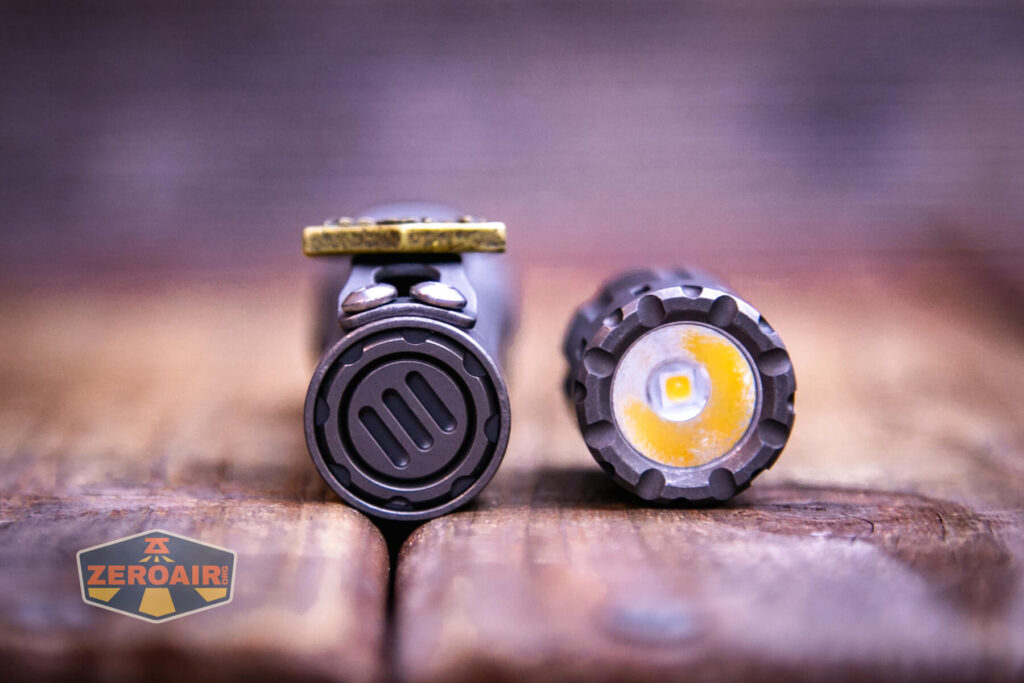 EDC Titanium 14500 flashlight tail switch with tritium slots