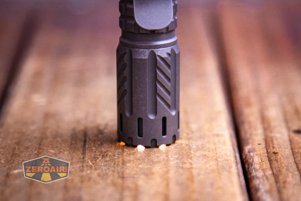 EDC Titanium 14500 flashlight single reflector headstanding