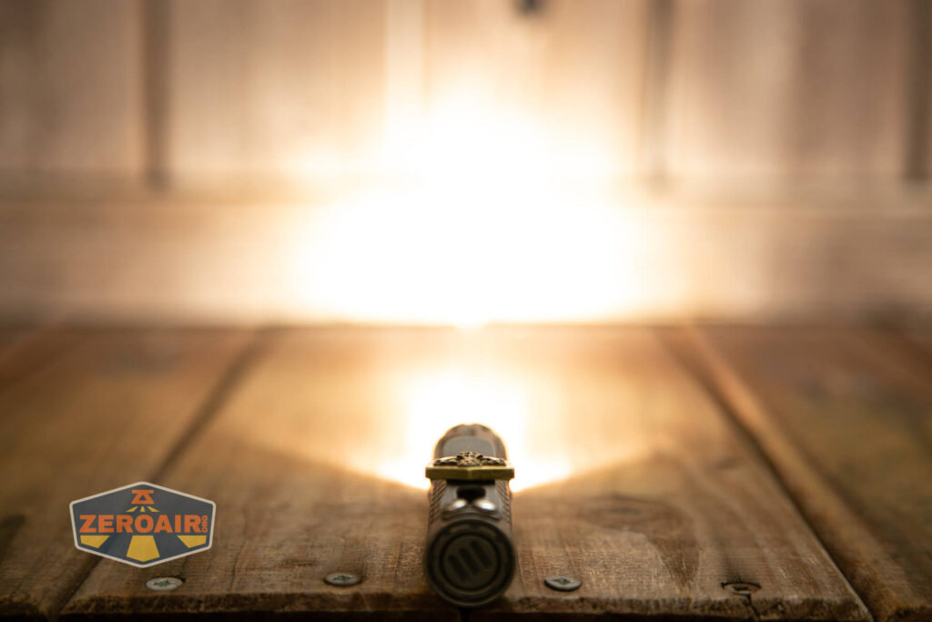 EDC Titanium 14500 flashlight single reflector beamshot