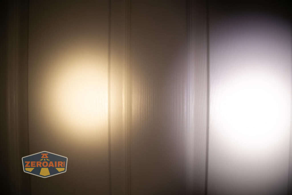 beamshots on door (at 1') compared to nichia 219b 4500K