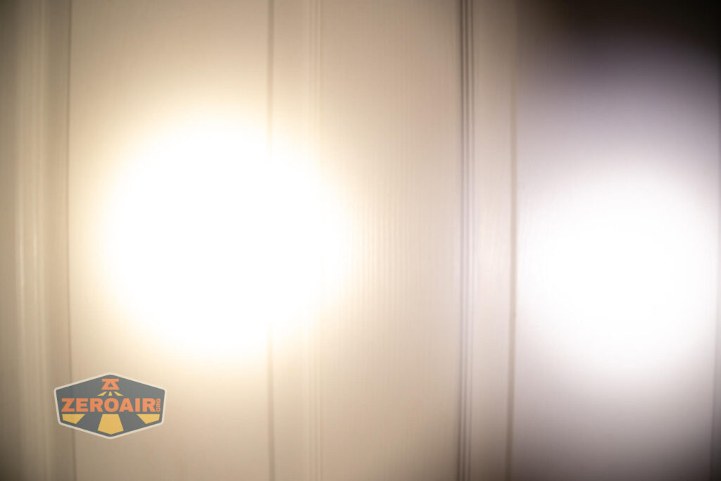 beamshots on door (at 1') compared to nichia 219b 4500K