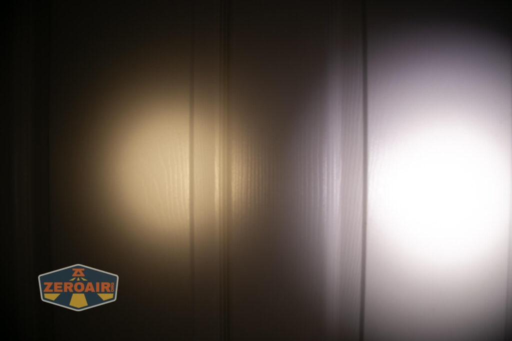 beamshots on door (at 1') compared to nichia 219b 4500K