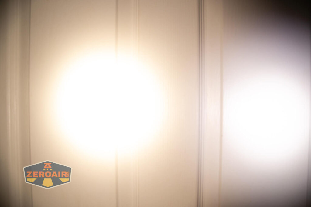beamshots on door (at 1') compared to nichia 219b 4500K