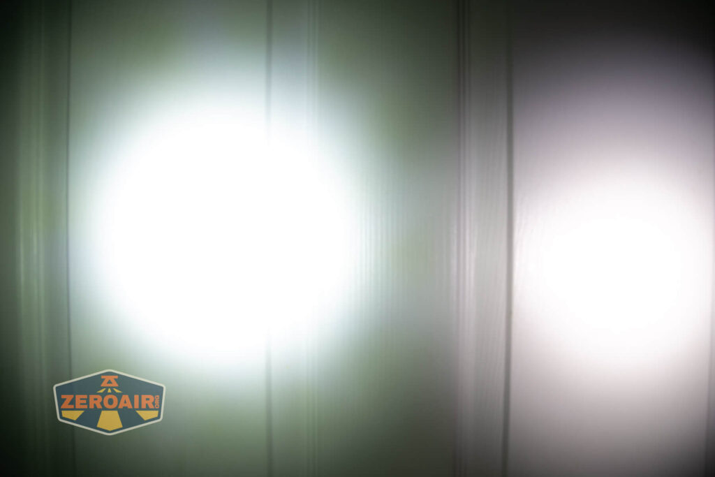 beamshots on door (at 1') compared to nichia 219b 4500K