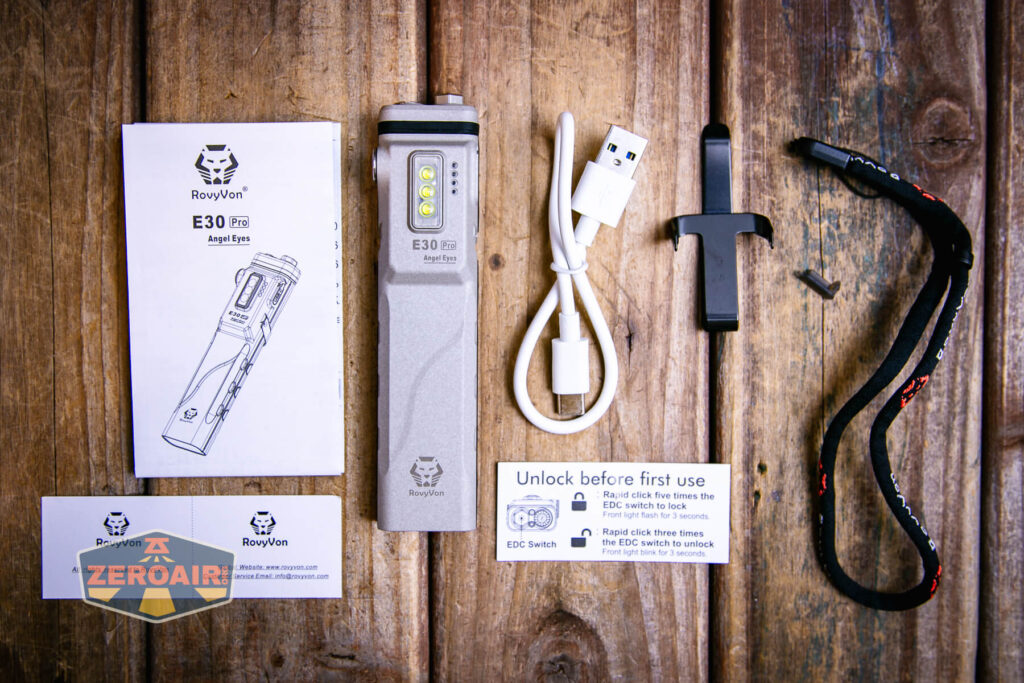 RovyVon E30 Pro MAO flashlight what's included