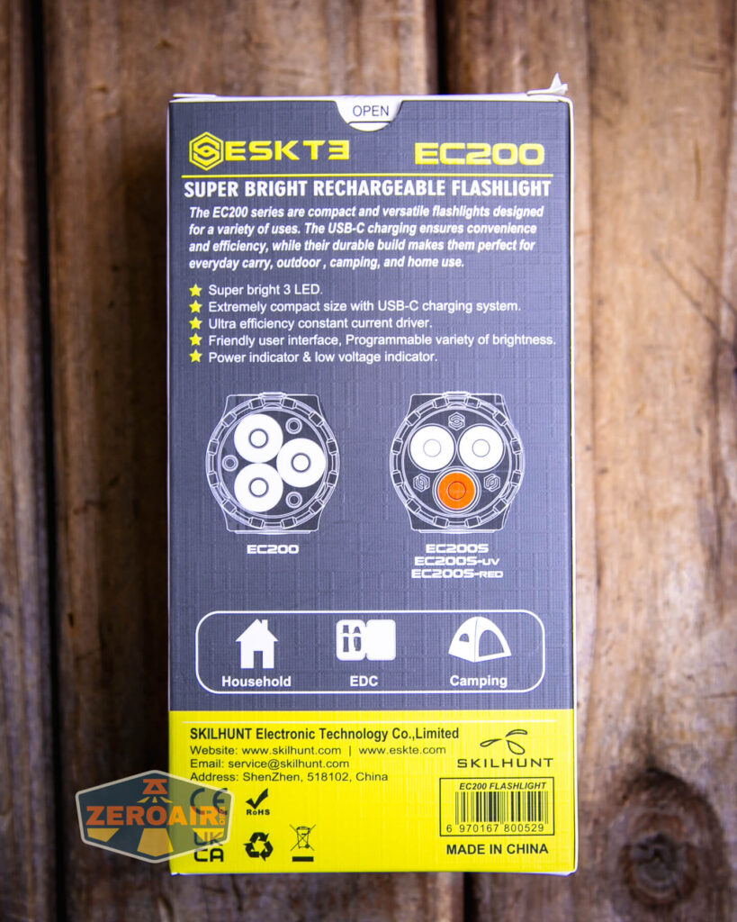 Skilhunt EC200S-Red Mini EDC flashlight box