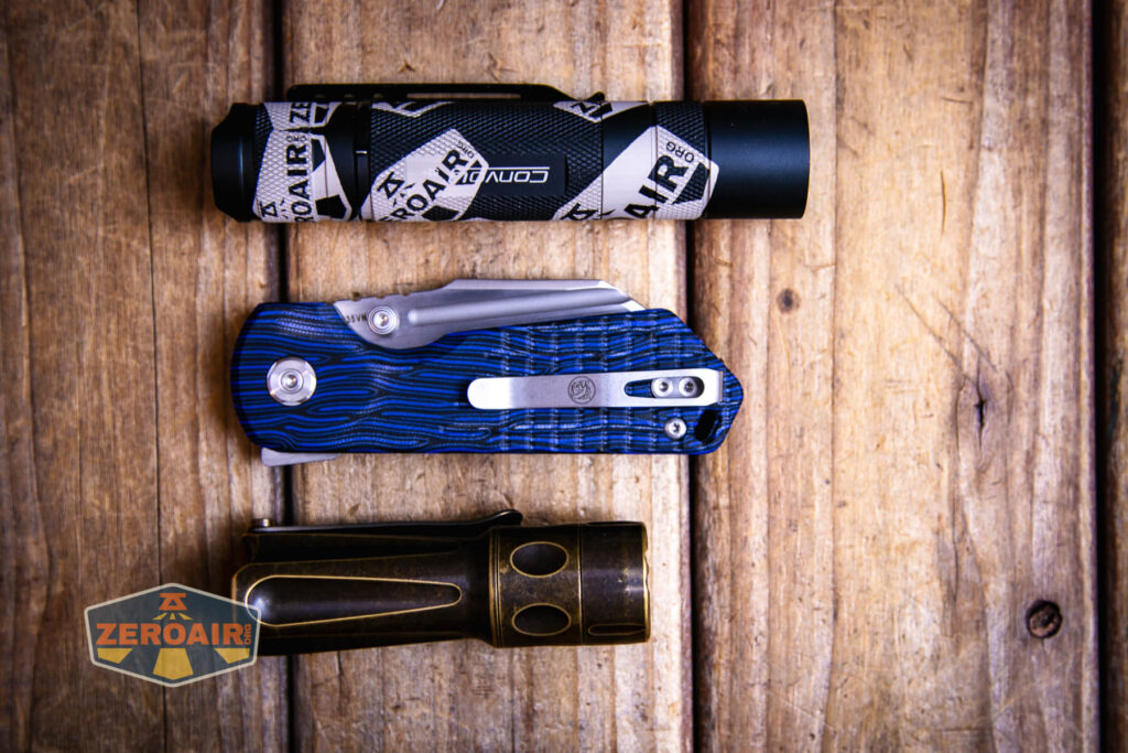 with two standard sized flashlights