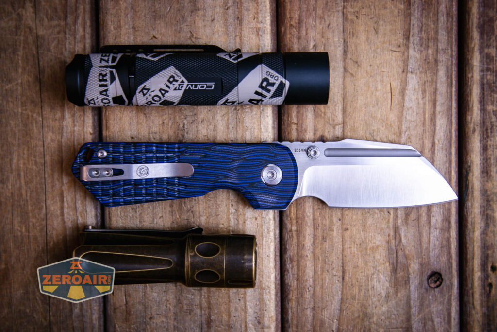 with two standard sized flashlights