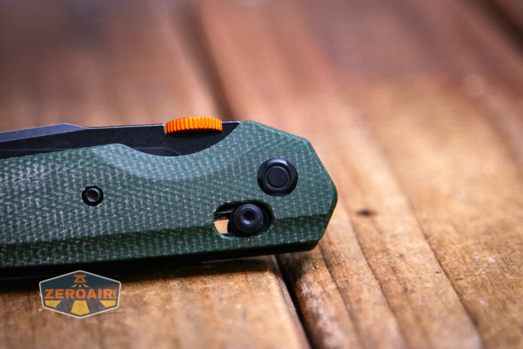 Vosteed Talarurus Micarta knife pivot detail