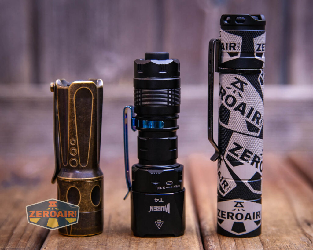 with two standard sized flashlights