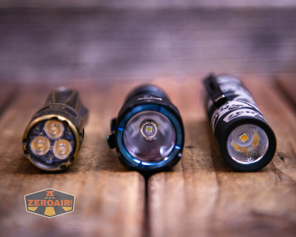 with two standard sized flashlights