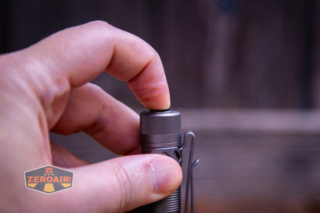 Acebeam Pokelit AA Ti 10th Anniversary flashlight switch actuation