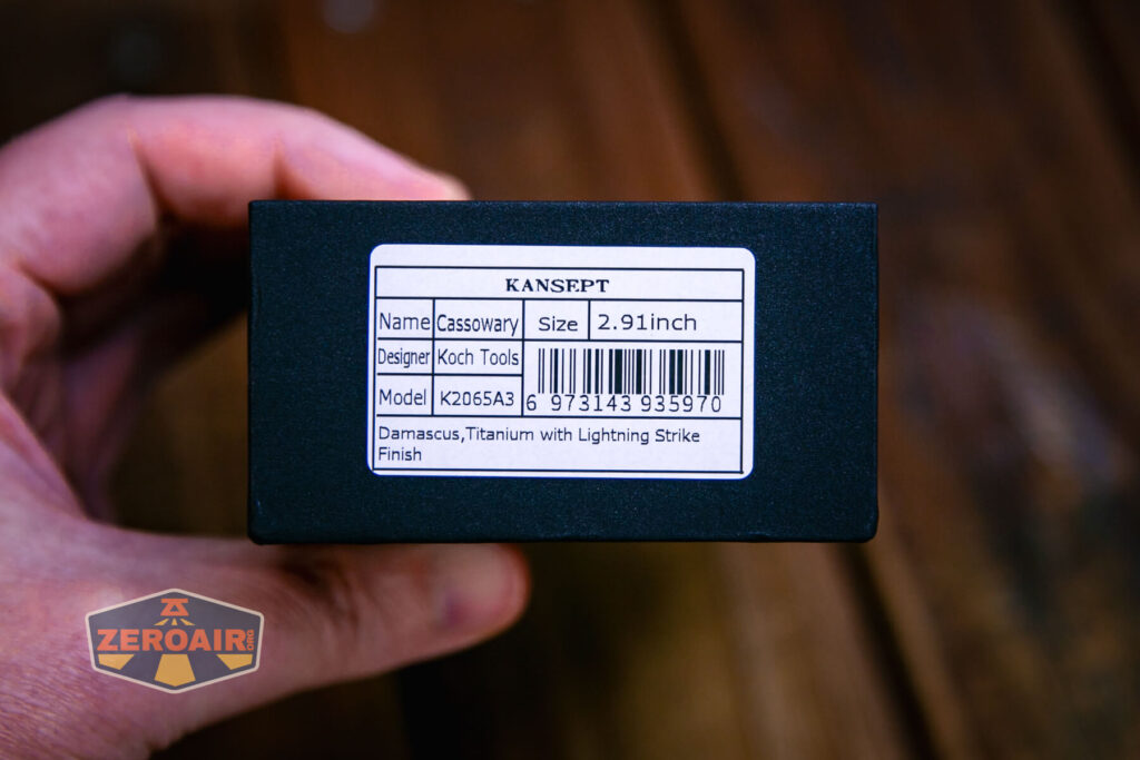 Kansept Cassowary titanium flipper knife box