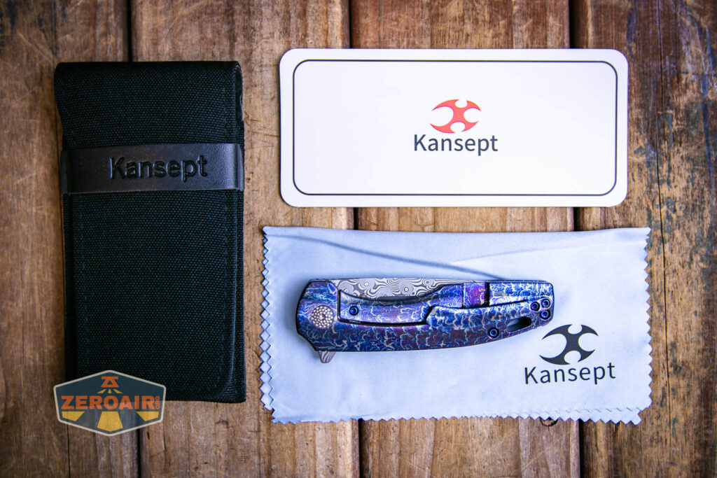 Kansept Cassowary titanium flipper knife what's included