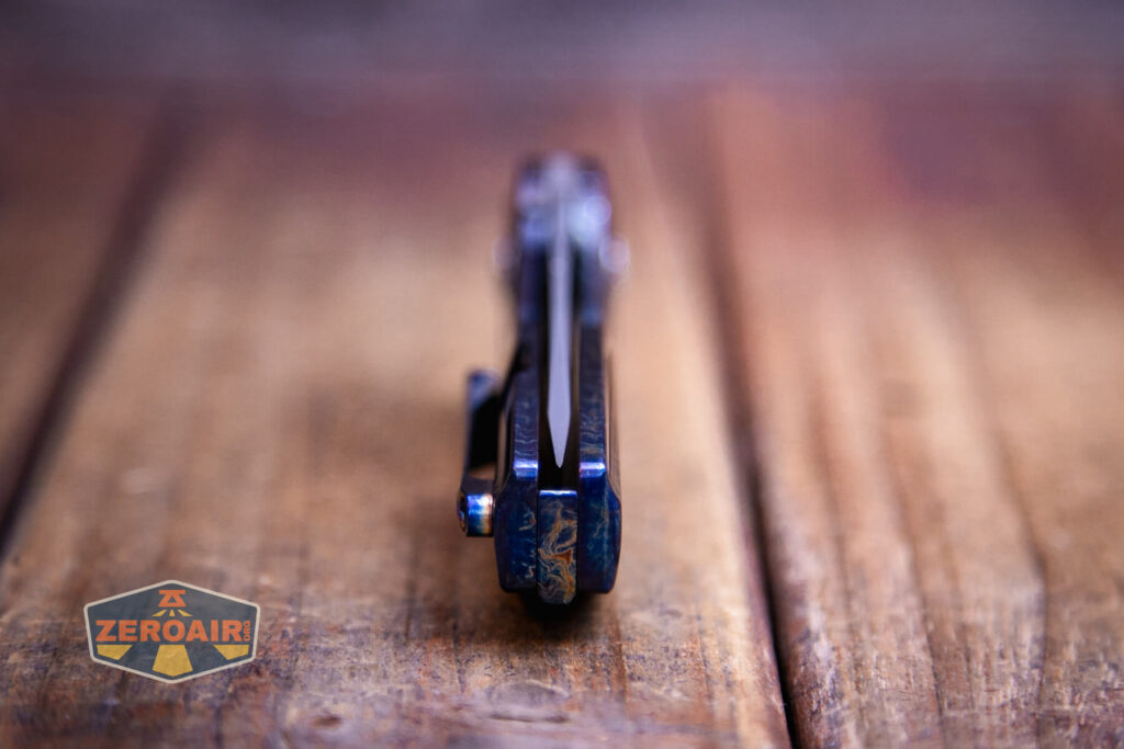 Kansept Cassowary titanium flipper knife blade centering