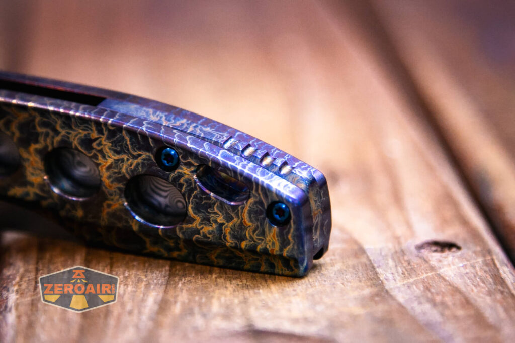 Kansept Cassowary titanium flipper knife matching backspacer