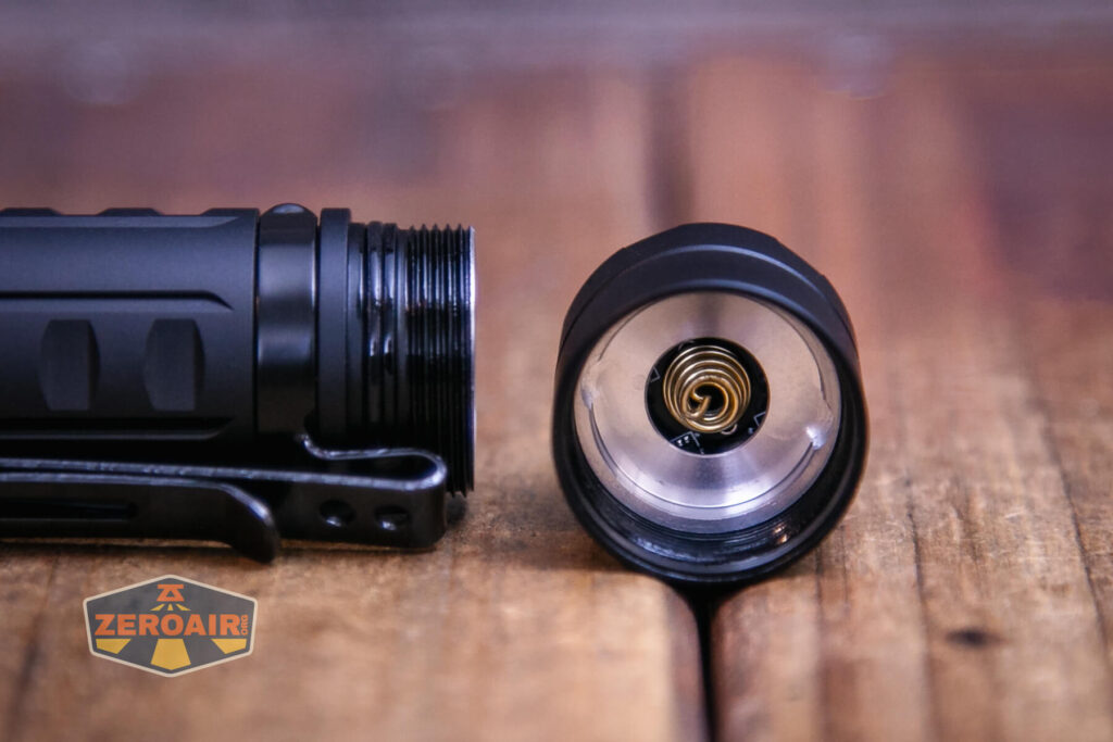 Speras ST20 tactical flashlight tailcap off