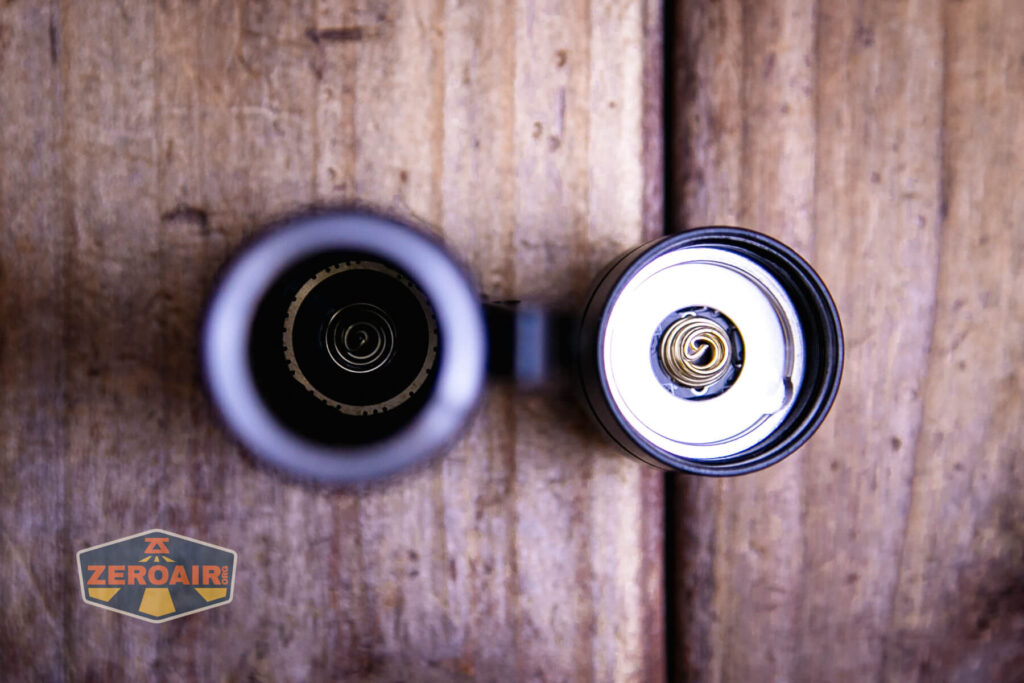 Speras ST20 tactical flashlight springs in head and tail