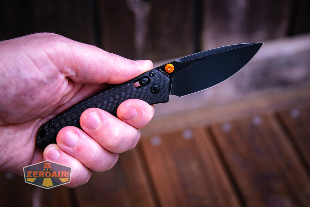 Vosteed Mini Psyop knife open in hand