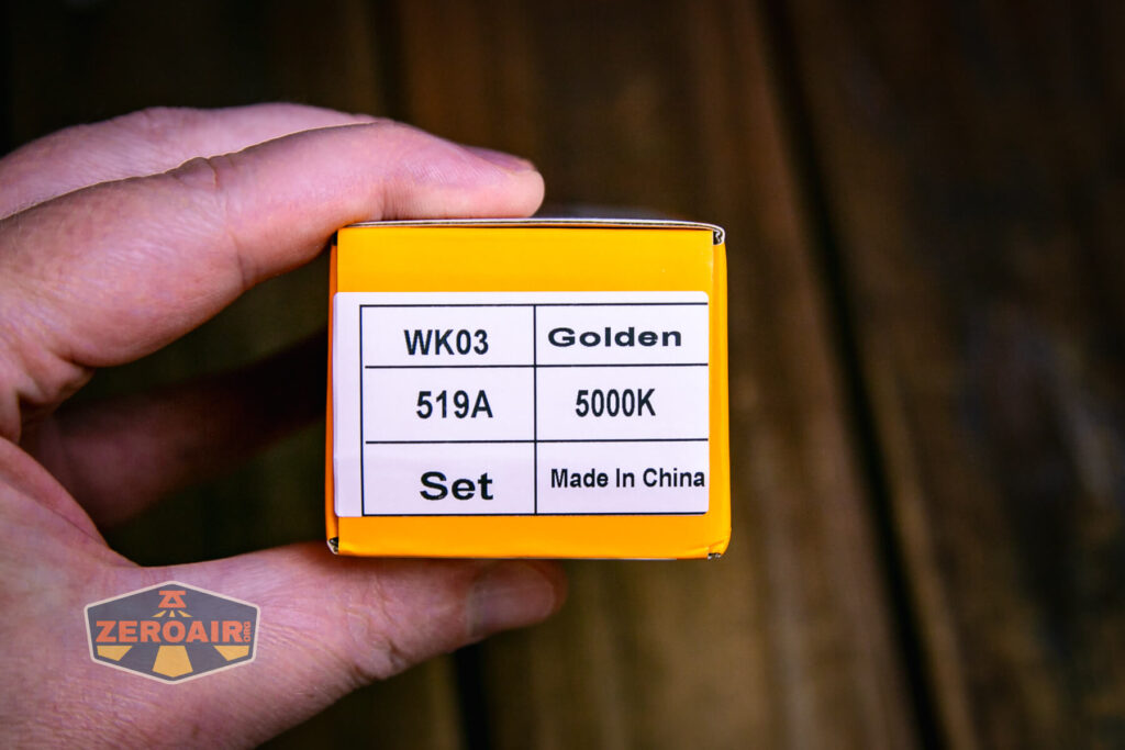 Wurkkos Golden WK03 flashlight box