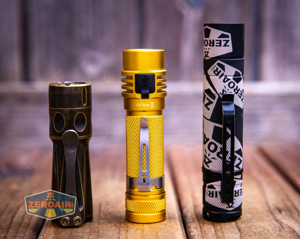 with two standard sized flashlights