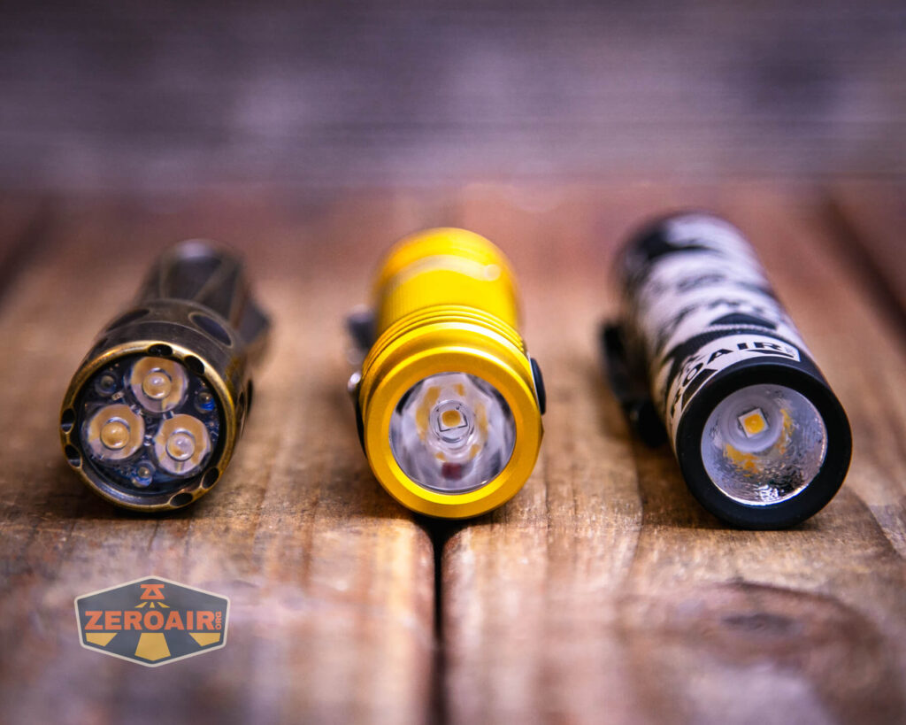 with two standard sized flashlights