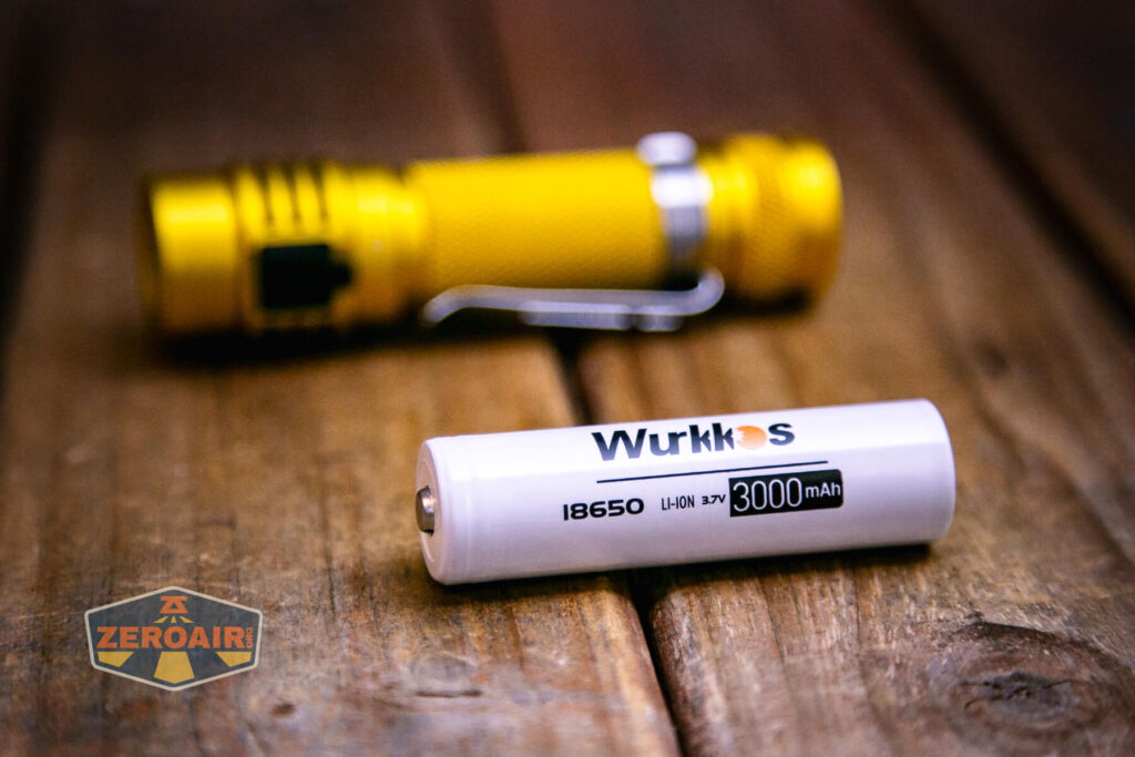 Wurkkos Golden WK03 flashlight with included 18650