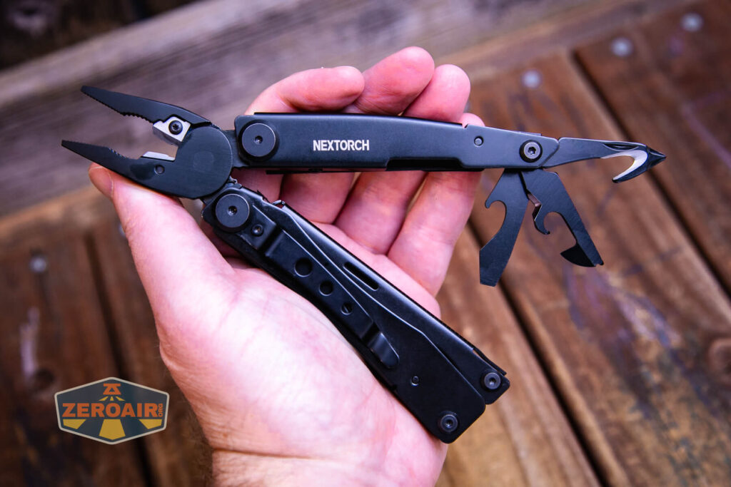 Nextorch MT10 multi-tool rope cutter and other tools open