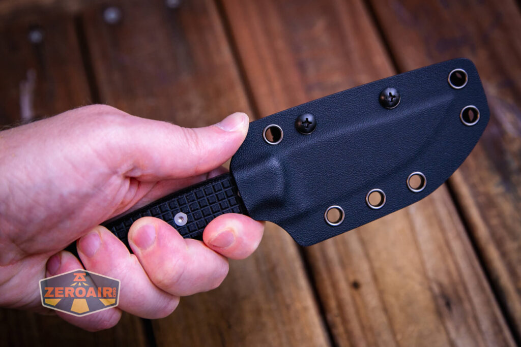 Vosteed Mink fixed-blade knife  flicking off the sheath