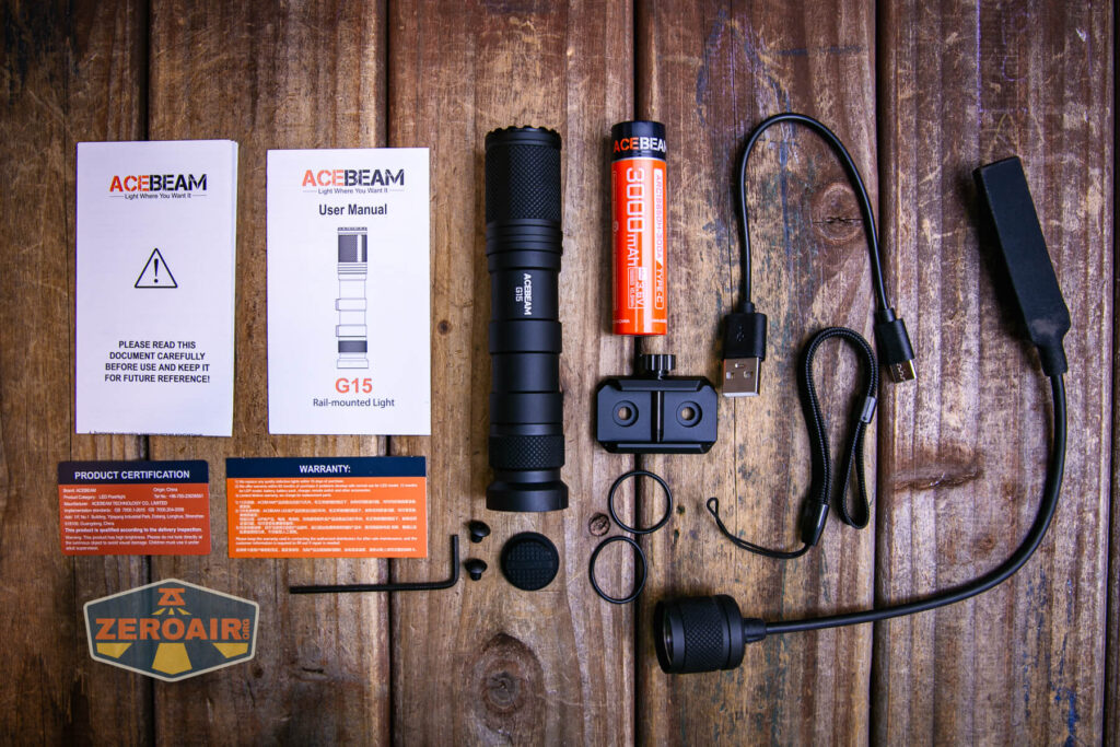 Acebeam G15 Rail-Mounted flashlight what's included