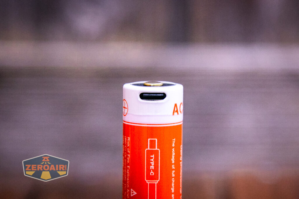 Acebeam Terminator M2-X flashlight included 18650 charging port