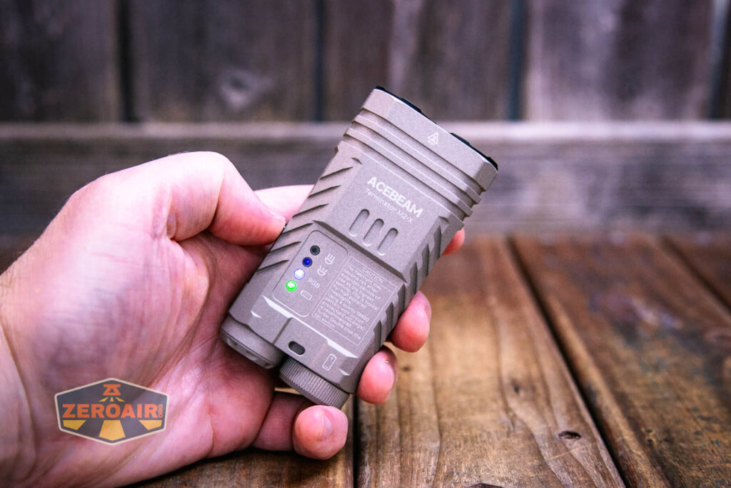 Acebeam Terminator M2-X flashlight side emitter information