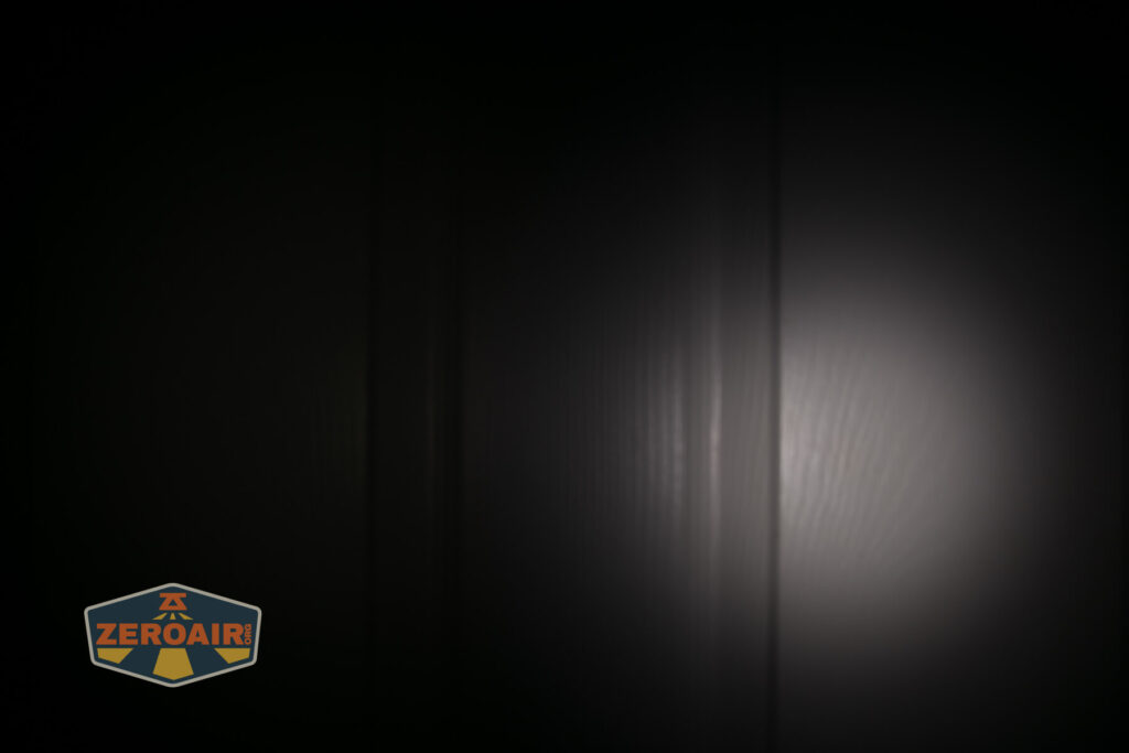 Acebeam Terminator M2-X flashlight beamshots on door (at 1') compared to nichia 219b 4500K