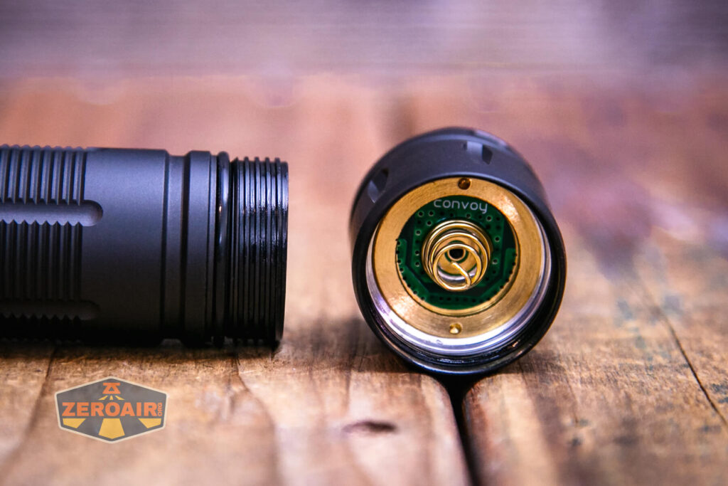 Convoy M21J 21700 flashlight tailcap contacts