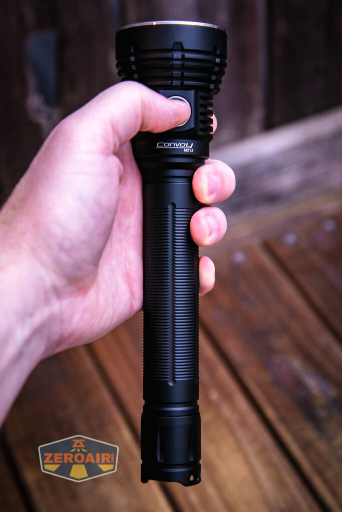 Convoy M21J 21700 flashlight in hand
