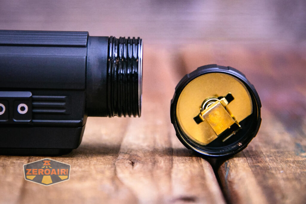 Imalent HT70 headlamp tailcap off showing threads