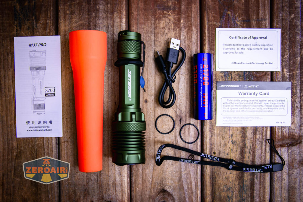 JETBeam M37 Pro flashlight what's included
