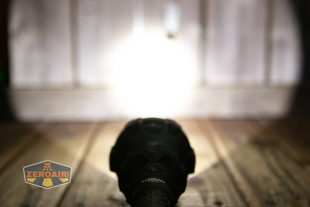 Acebeam P20 flashlight on without filter