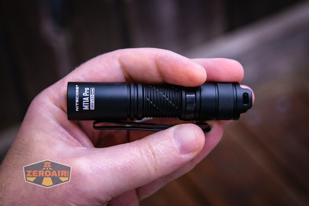 Nitecore MT1A Pro EDC flashlight in hand