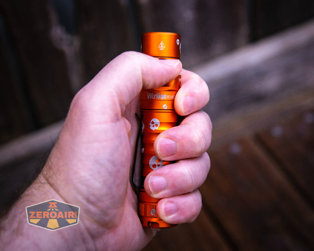 Wurkkos FC11C Halloween flashlight in hand