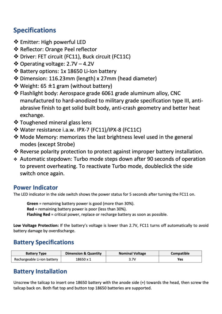 Wurkkos FC11C Halloween flashlight  manual
